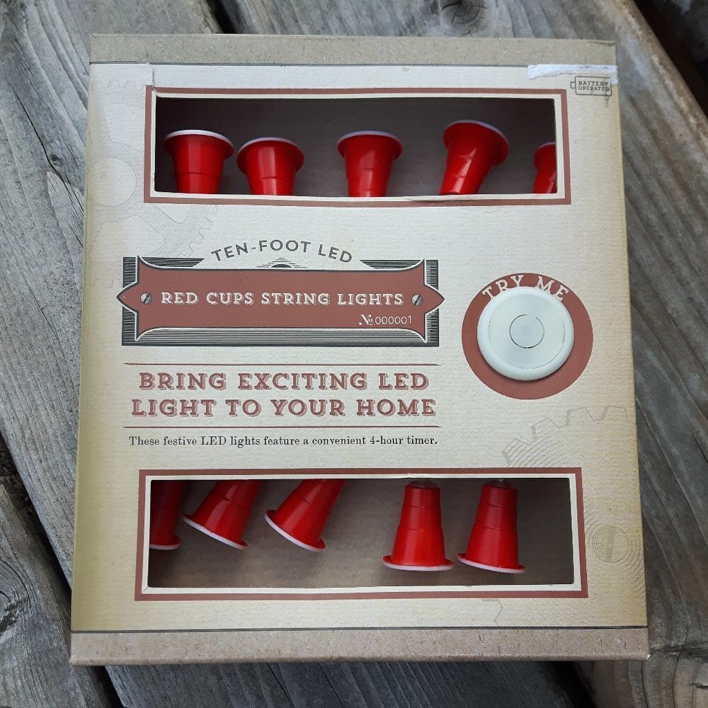 Red Solo Cup String Lights 10 foot LED NIP Works